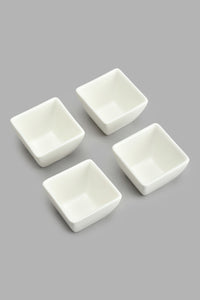 Redtag-White-Square-Bowl-With-Bamboo-Tray-(4-Piece)-Serving-Bowls-Home-Dining-