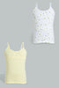 Redtag-White-Floral/Yellow-Vest-(2-Pack)-Vests-Senior-Girls-9 to 14 Years