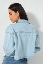 Load image into Gallery viewer, Redtag-Lightwash-Denim-Jacket-With-Embroidered-Detail-Jackets-Women&#39;s-
