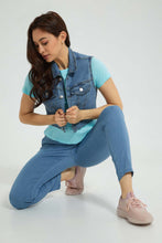 تنزيل الصورة على معرض الصور، Redtag-Denim-Cropped-Sleevless-Jacket-Jackets-Women&#39;s-
