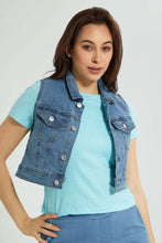 تنزيل الصورة على معرض الصور، Redtag-Denim-Cropped-Sleevless-Jacket-Jackets-Women&#39;s-
