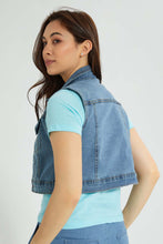 تنزيل الصورة على معرض الصور، Redtag-Denim-Cropped-Sleevless-Jacket-Jackets-Women&#39;s-
