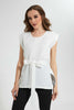 Redtag-White-Textured-Top-With-Belt-Tops-Women's-