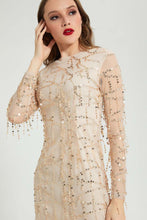 تنزيل الصورة على معرض الصور، Redtag-Beige-Sequin-Bodycon-Dress-Dresses-Women&#39;s-
