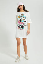 تنزيل الصورة على معرض الصور، Redtag-White-Minnie-Long-Line-Character-T-Shirt-Active-Tees-Women&#39;s-
