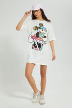 تنزيل الصورة على معرض الصور، Redtag-White-Minnie-Long-Line-Character-T-Shirt-Active-Tees-Women&#39;s-
