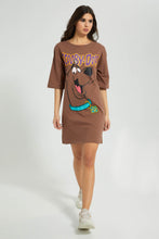 تنزيل الصورة على معرض الصور، Redtag-Brown-Scooby-Doo-Long-Line-Character-T-Shirt-Graphic-Prints-Women&#39;s-
