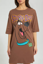 تنزيل الصورة على معرض الصور، Redtag-Brown-Scooby-Doo-Long-Line-Character-T-Shirt-Graphic-Prints-Women&#39;s-
