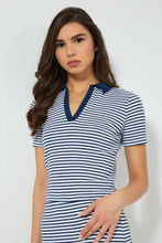 Load image into Gallery viewer, Redtag-Navy-Striped-Polo-Tops-Women&#39;s-
