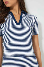 Load image into Gallery viewer, Redtag-Navy-Striped-Polo-Tops-Women&#39;s-
