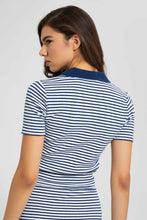 Load image into Gallery viewer, Redtag-Navy-Striped-Polo-Tops-Women&#39;s-
