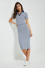 Load image into Gallery viewer, Redtag-Navy-Striped-Midi-Skirt-Skirts-Women&#39;s-
