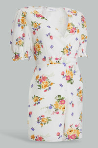 Redtag-White-Floral-Print-Playsuit-Dresses-Women's-