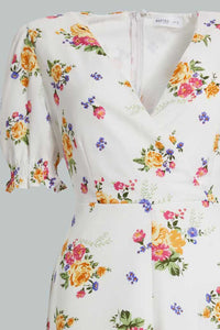 Redtag-White-Floral-Print-Playsuit-Dresses-Women's-