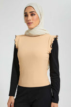 تنزيل الصورة على معرض الصور، Redtag-Hi-Neck-Contrast-Ruffled-Tipping-Ribbed-Top-Tops-Women&#39;s-
