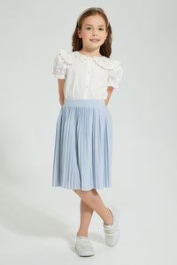 Redtag-Blue-Pleated-Knit-Skirt-Colour:Blue,-Filter:Girls-(2-to-8-Yrs),-Girls-Skirts,-New-In,-New-In-GIR,-Non-Sale,-S22B,-Section:Kidswear-Girls-2 to 8 Years