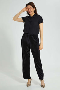 Redtag-Black-Smocked-Shirt-Blouses-Women's-