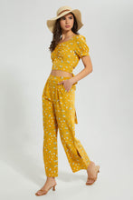 Load image into Gallery viewer, Redtag-Yellow-Floral-Trouser-Trousers-Women&#39;s-
