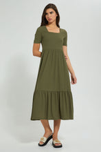 Load image into Gallery viewer, Redtag-Olive-Tiered-Midi-Dress-Colour:Olive,-Filter:Women&#39;s-Clothing,-New-In,-New-In-Women,-Non-Sale,-S22B,-Section:Women,-Women-Dresses-Women&#39;s-
