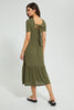 Redtag-Olive-Tiered-Midi-Dress-Colour:Olive,-Filter:Women's-Clothing,-New-In,-New-In-Women,-Non-Sale,-S22B,-Section:Women,-Women-Dresses-Women's-