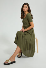 Load image into Gallery viewer, Redtag-Olive-Tiered-Midi-Dress-Colour:Olive,-Filter:Women&#39;s-Clothing,-New-In,-New-In-Women,-Non-Sale,-S22B,-Section:Women,-Women-Dresses-Women&#39;s-
