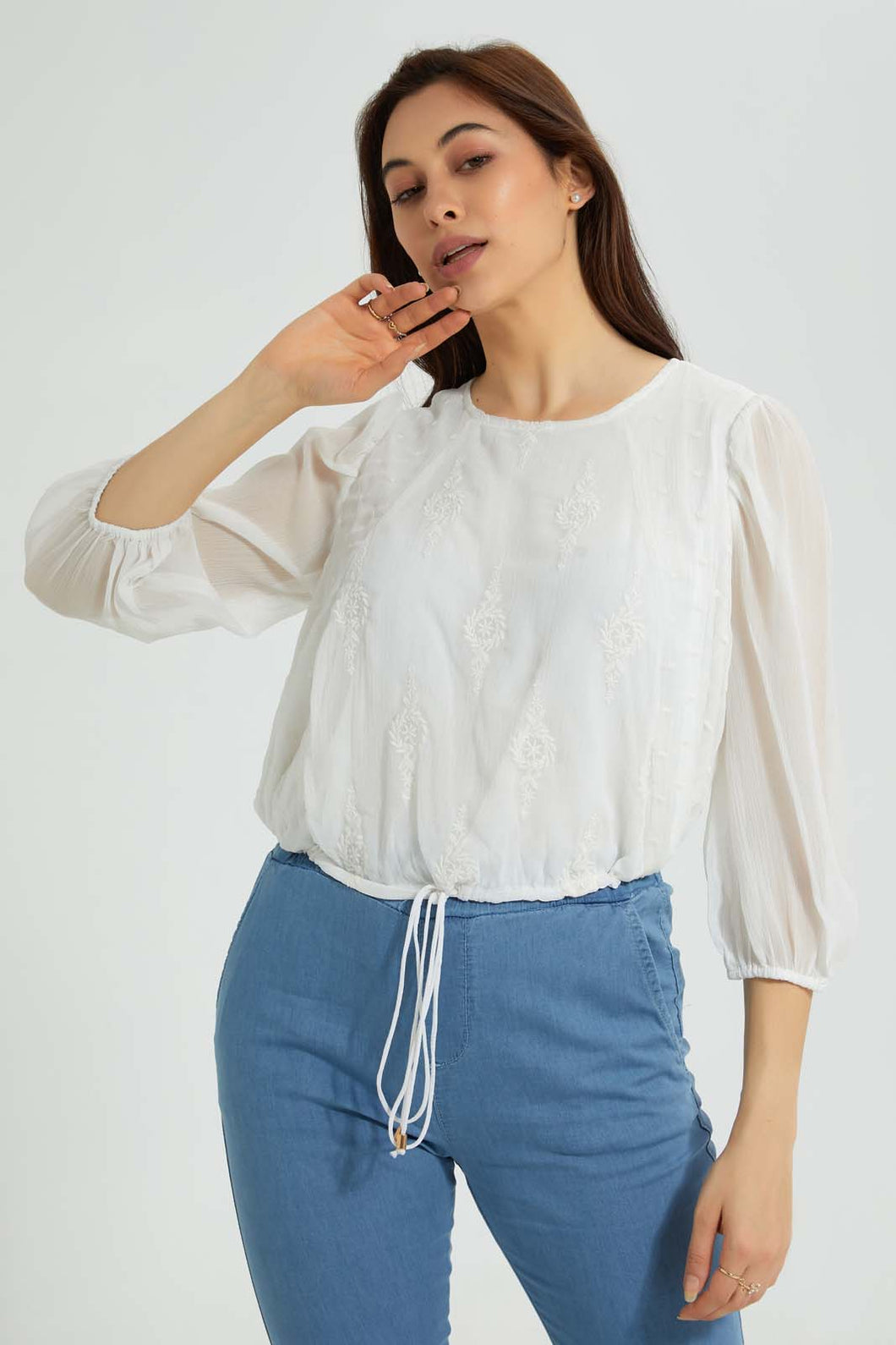 Redtag-White-Embroidered-Blouse-Blouses-Women's-