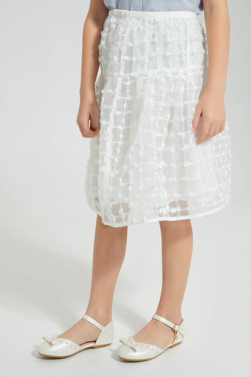 Redtag-White-Textured-Skirt-Colour:White,-Filter:Girls-(2-to-8-Yrs),-Girls-Skirts,-New-In,-New-In-GIR,-Non-Sale,-S22B,-Section:Kidswear-Girls-2 to 8 Years