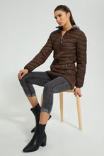 Load image into Gallery viewer, Redtag-Brown-Padded-Jacket-With-Hoodie-Colour:Brown,-Filter:Women&#39;s-Clothing,-New-In,-New-In-Women,-Non-Sale,-S22A,-Section:Women,-Women-Jackets-Women&#39;s-
