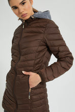 Load image into Gallery viewer, Redtag-Brown-Padded-Jacket-With-Hoodie-Colour:Brown,-Filter:Women&#39;s-Clothing,-New-In,-New-In-Women,-Non-Sale,-S22A,-Section:Women,-Women-Jackets-Women&#39;s-
