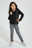 Redtag-Black-Knitted-Jacket-Jackets-Girls-2 to 8 Years