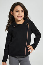 تنزيل الصورة على معرض الصور، Redtag-Black-Knitted-Jacket-Jackets-Girls-2 to 8 Years
