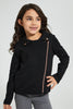 Redtag-Black-Knitted-Jacket-Jackets-Girls-2 to 8 Years