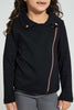 Redtag-Black-Knitted-Jacket-Jackets-Girls-2 to 8 Years
