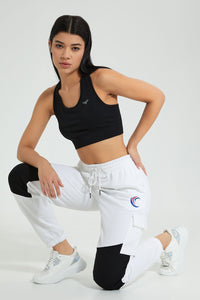 Redtag-White-Color-Block-Active-Pant-Colour:White,-Filter:Women's-Clothing,-New-In,-New-In-Women,-Non-Sale,-S22B,-Section:Women,-Women-Joggers-Women's-
