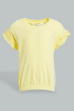 Load image into Gallery viewer, Redtag-Yellow-Elasticated-Hem-Jersey-Top-Blouses-Infant-Girls-3 to 24 Months
