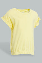 Load image into Gallery viewer, Redtag-Yellow-Elasticated-Hem-Jersey-Top-Blouses-Infant-Girls-3 to 24 Months
