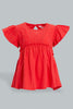Redtag-Red-Woven-Knit-Embroideredroidered-Plain-Jersey-Top-Blouses-Infant-Girls-3 to 24 Months