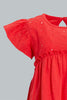 Redtag-Red-Woven-Knit-Embroideredroidered-Plain-Jersey-Top-Blouses-Infant-Girls-3 to 24 Months