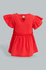 Redtag-Red-Woven-Knit-Embroideredroidered-Plain-Jersey-Top-Blouses-Infant-Girls-3 to 24 Months