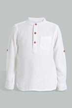 Load image into Gallery viewer, Redtag-White-Twill-Mandarin-Shirt-Casual-Shirts-Infant-Boys-3 to 24 Months
