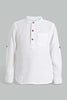 Redtag-White-Twill-Mandarin-Shirt-Casual-Shirts-Infant-Boys-3 to 24 Months