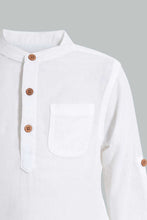 Load image into Gallery viewer, Redtag-White-Twill-Mandarin-Shirt-Casual-Shirts-Infant-Boys-3 to 24 Months
