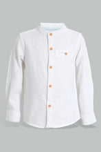 تنزيل الصورة على معرض الصور، Redtag-White-Dobby-Mandarin-Shirt-Casual-Shirts-Infant-Boys-3 to 24 Months
