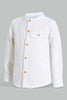 Redtag-White-Dobby-Mandarin-Shirt-Casual-Shirts-Infant-Boys-3 to 24 Months