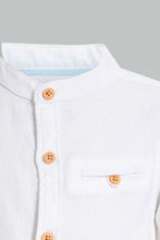 تنزيل الصورة على معرض الصور، Redtag-White-Dobby-Mandarin-Shirt-Casual-Shirts-Infant-Boys-3 to 24 Months
