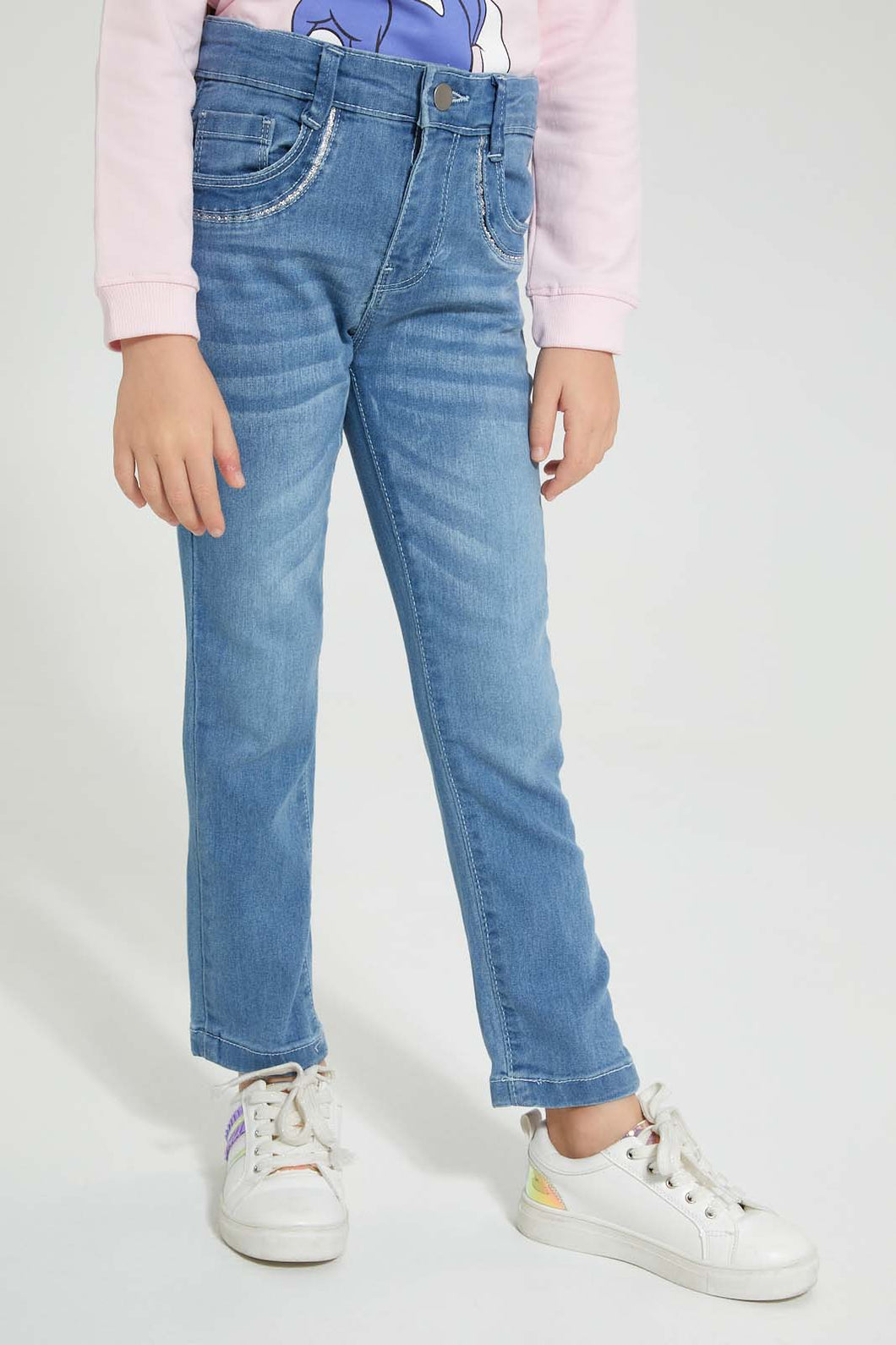 Redtag-Light-Wash-Pocket-Details-Jean-Jeans-Girls-2 to 8 Years