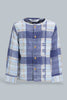 Redtag-Blue-Yd-Checked-Mandarin-Long-Slv-Shirt-Casual-Shirts-Infant-Boys-3 to 24 Months