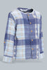 Redtag-Blue-Yd-Checked-Mandarin-Long-Slv-Shirt-Casual-Shirts-Infant-Boys-3 to 24 Months