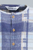 Redtag-Blue-Yd-Checked-Mandarin-Long-Slv-Shirt-Casual-Shirts-Infant-Boys-3 to 24 Months