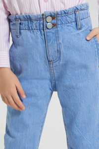 Redtag-Light-Wash-Paper-Bag-Jean-Colour:Light-Wash,-Filter:Girls-(2-to-8-Yrs),-Girls-Jeans,-New-In,-New-In-GIR,-Non-Sale,-S22B,-Section:Kidswear-Girls-2 to 8 Years